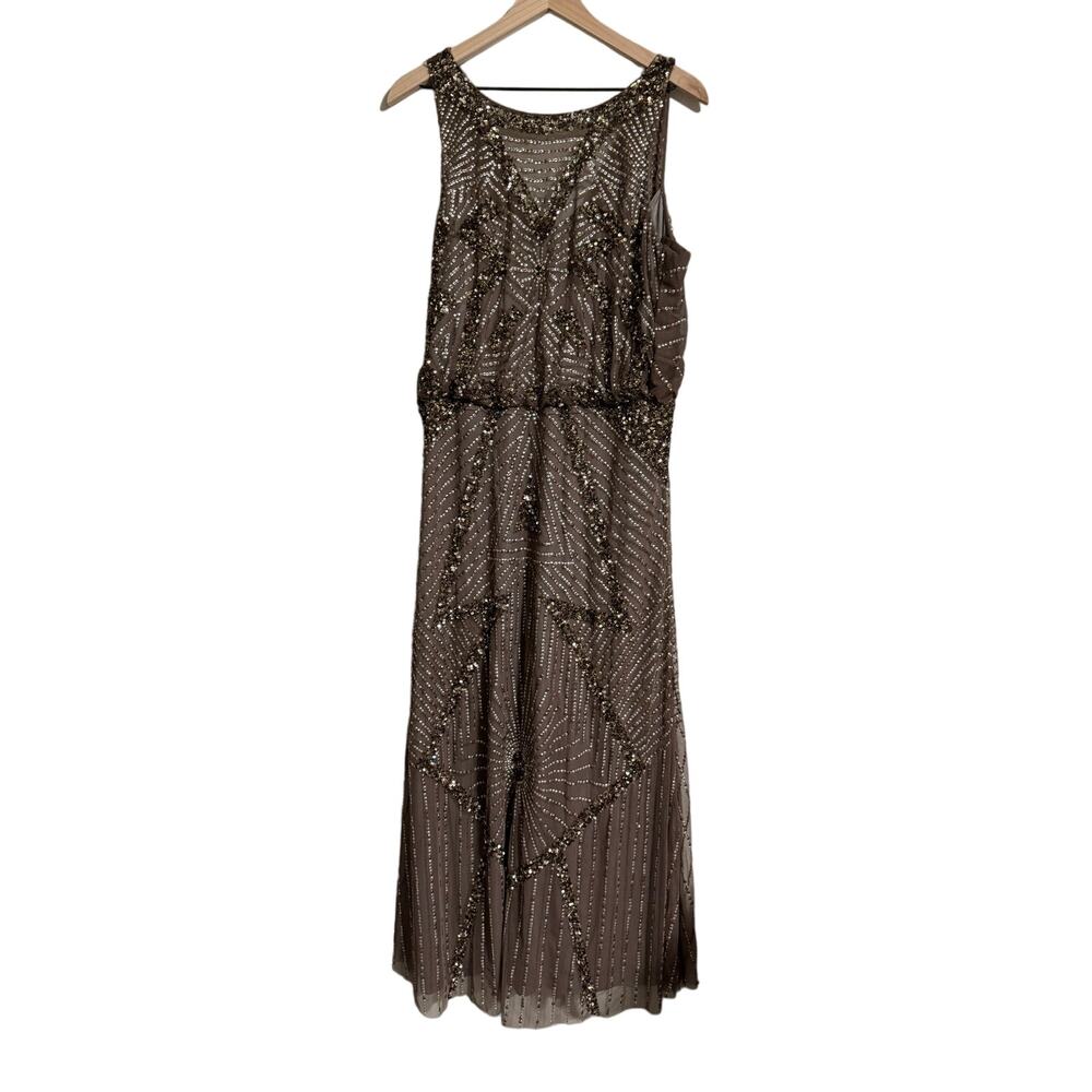 Aidan Mattox Beaded Evening Gown Chocolate Brown Size 14